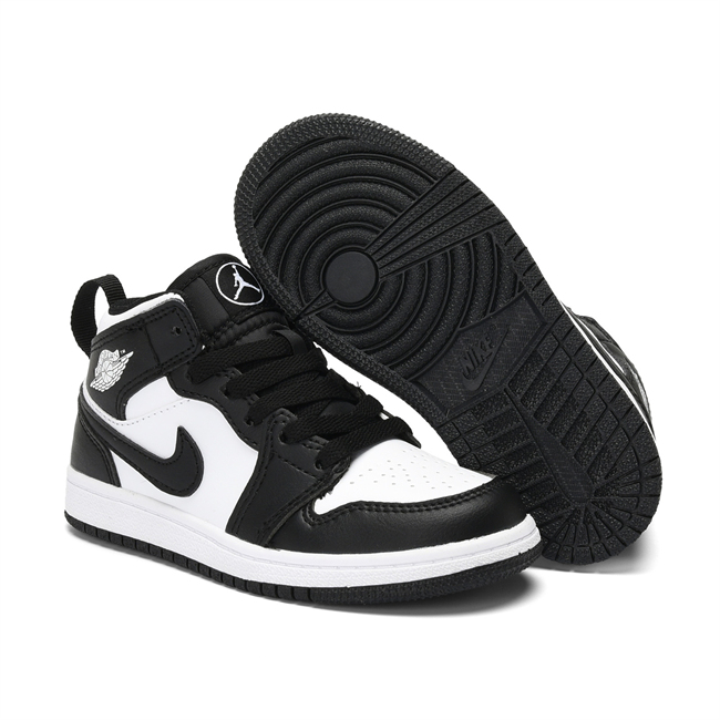 Youth Running Weapon Air Jordan 1 Black/White Shoes 0656